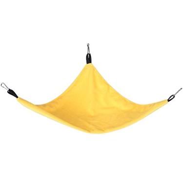 Imagem de Tnfeeon Rede triangular pequena para animais de estimação, esquilo, hamster, planador de açúcar, porquinho-da-índia, cama suspensa, ninho confortável (amarelo)