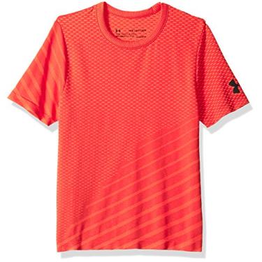 Imagem de Camiseta Under Armour para meninos sem costura, Magma Orange (889)/Charcoal, Youth Large