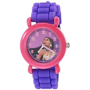 Imagem de Disney Relógio Analógico de Quartzo para Meninas Princesa com Alça de Silicone, Roxo, 16 (Modelo: WDS000881)