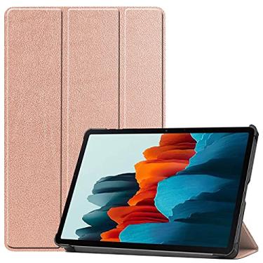 Imagem de Capa do caso da tabuleta. Para Samsung Galaxy Tab S7 11 polegadas 2020 T870 / 875 Tablet Case Lightweight Trifold Stand PC Difícil Coverwith Trifold & Auto Wakesleep (Color : Rose Gold)