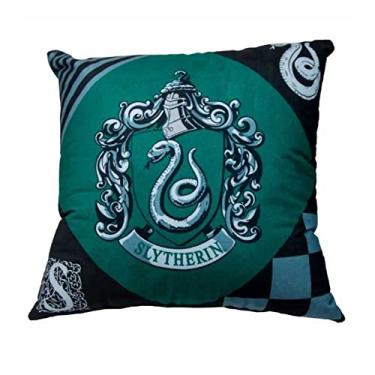 Imagem de Almofada Sonserina Slytherin Verde Quadrada 40x40 Cm Aveludada Oficial Harry Potter