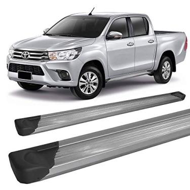 Imagem de Estribo Hilux 2016 a 2020 Chapa de Aluminio Prata Cabine Dupla