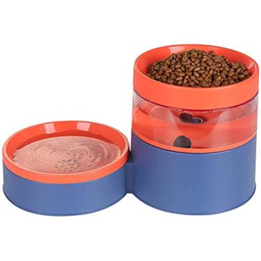 Imagem de Tigelas duplas para cães e gatos – Alimentador automático 2 em 1, dispensador de água removível por gravidade e tigela de comida para gatos/filhotes, design atualizado antivômitos levantados para gatos - (azul)