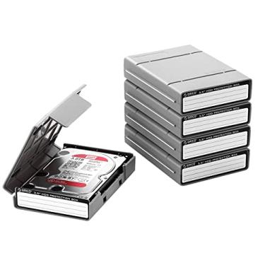 Imagem de ORICO Capa protetora para disco rígido de 3,5 polegadas com função antiestática, à prova de choque e poeira, estojo de armazenamento para disco rígido externo, cinza, pacote com 5 PHP35