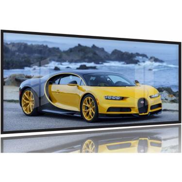 Imagem de Quadros Carros Bugatti Amarelo 130x60 Moldura Preta 2x2