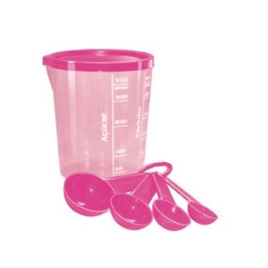Imagem de Kit Conjunto Medida Certa Copo 400ml + 4 Colheres Medidoras Color