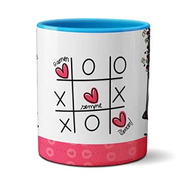 Imagem de Caneca Flork Namorados Fofos No Balanço O Amor Sempre Vence (Azul)