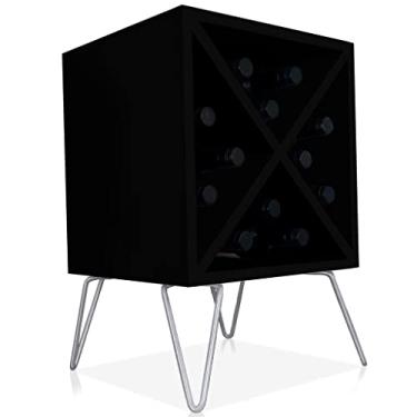 Imagem de Suporte Adega De Vinho Santiago Madeira MDF 12 Garrafas - Prata Preto