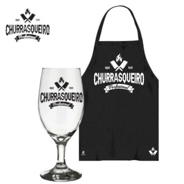 Imagem de Taça De Vidro Cerveja Chopp Churrasqueiro 330ml + Avental - Brasfoot