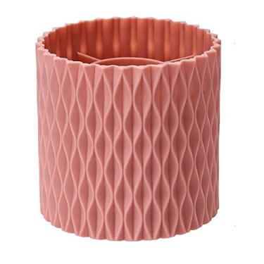 Imagem de 360 graus de aprendizagem rotativa de material de escritório escova caixa de armazenamento organizador de mesa suporte para armazenamento de cosméticos (Rosa)