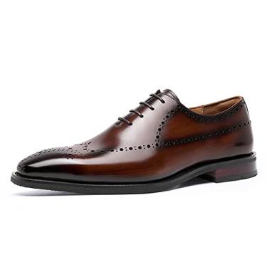 Imagem de Sapatos sociais masculinos formais com cadarço Oxford moderno formal Oxford sapatos casuais confortáveis sapatos de casamento antiderrapantes sapatos de negócios