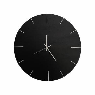Imagem de Relógio De Parede Sofisticado Em Compensado Preto Fosco E Branco 40cm