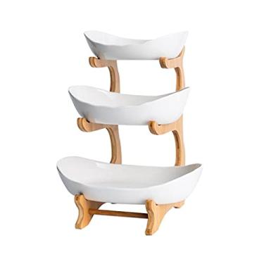 Imagem de Cesta de frutas de 3 camadas para balcão, conjunto de tigela de frutas doméstica/cesta para balcão de cozinha, bandeja de vegetais de frutas, salgadinhos, nozes, suporte de armazenamento de doces