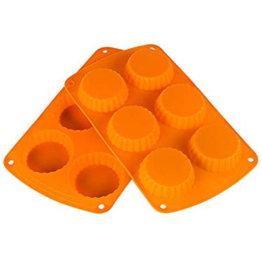 Imagem de Webake Formas de copo de manteiga de amendoim, molde de silicone para quiche, forma de torta, forma de torta com 6 cavidades para assar bolos de samambaia, pacote com 2