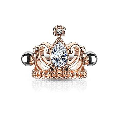 Imagem de Pierced Owl Brinco de punho de hélice para cartilagem tiara de cristal CZ gota lágrima de aço inoxidável 16G, Metal, Zircônia cúbica