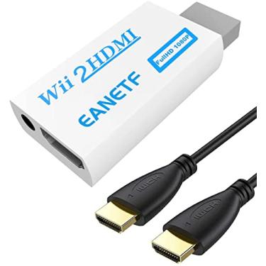 Imagem de Eanetf Conversor de Wii para HDMI, Wii para HDMI 1080p com cabo HDMI de alta velocidade de 1,5 m, adaptador HDMI Wii2, saída de vídeo e áudio com conector de áudio de 3,5 mm, suporta todos os monitores Wii 720P, NTS