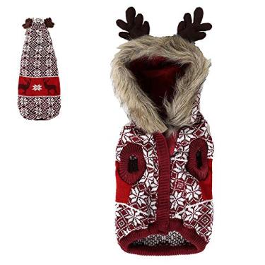 Imagem de Yajun Suéter de Natal para animais de estimação roupas pequenas médias e grandes roupas para cães outono e inverno fantasias para cães alce casaco de malha, G