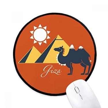 Imagem de DIYthinker Tapete de mouse padrão de camelo pirâmide do Egito para mesa de escritório tapete redondo para computador