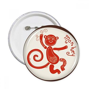 Imagem de Ano de macaco animal China zodíaco vermelho pinos redondos crachá botão emblema decoração acessório 5 peças