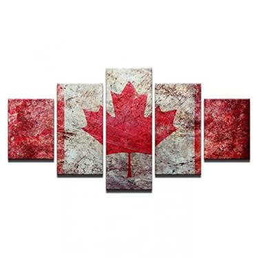 Imagem de CNBPIC Cartaz Tela Pintura Arte de parede 5 Painel Canadá Bandeira Impressão Quadros Obra de Arte Home Decoração