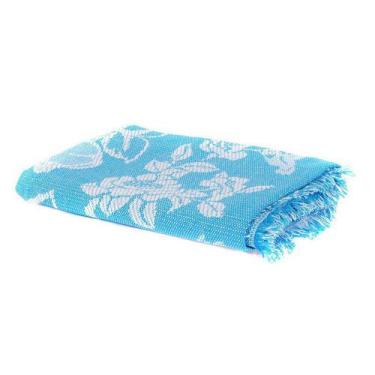 Imagem de Cobertor Casal King Azul Com Branco Algodão - Redesdedormir.Com
