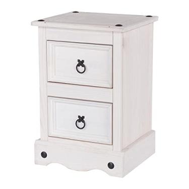 Imagem de Mesa de cabeceira de Madeira 2 Gavetas Branco Lavado | Pense Dentro da Caixa