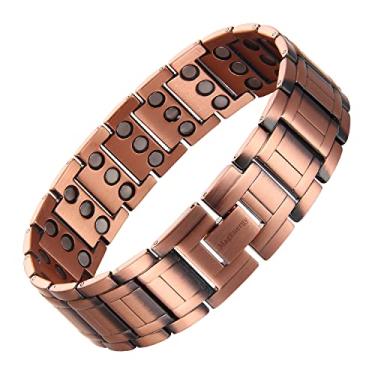 Imagem de MagEnergy Big Men Pulseira de cobre 99,9% cobre magnética pulseira ajustável com ferramenta de remoção de elos