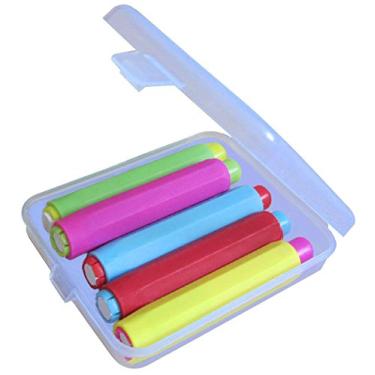 Imagem de Suporte de giz 5 x Lunies com estojo rígido de armazenamento – Conjunto de clipes ajustáveis para professores, crianças, escola, escritório, prancheta de desenho 9,4 x 1,5 cm, 5 cores brilhantes não