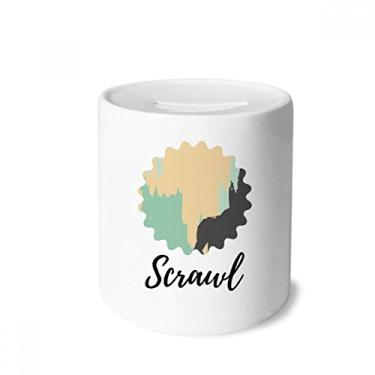 Imagem de DIYthinker Caixa de moedas amarela abstrata padrão arte caixa de dinheiro caixa de cerâmica porta-moedas presente de cofrinho