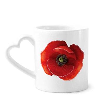 Imagem de Caneca de café de cerâmica com pintura de flor vermelha de milho grande copo de coração de vidro
