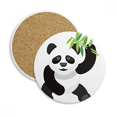 Imagem de Panda chinês bambu tradicional padrão de arte porta-copos caneca caneca de proteção de mesa pedra absorvente