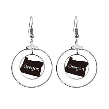 Imagem de Oregon, brincos com mapa dos Estados Unidos da América, joia pendente