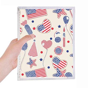 Imagem de Caderno com balão dos EUA com bandeira de coração e estrelas para festivais, folhas soltas e diários recarregáveis