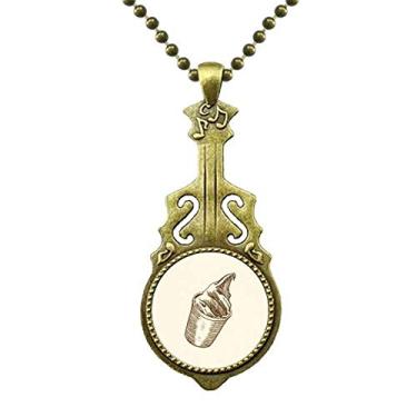 Imagem de DIYthinker Colar de sorvete de desenho à mão marrom com pingente de música de guitarra antiga