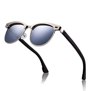 Imagem de Óculos de Sol Feminino Browline HU WOOD Hastes de Madeira Polarizado com Proteção UV400 (C3)