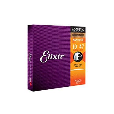 Imagem de Encordoamento .010 Elixir 16002, para Violão Aço, Extra Light Phosphor Bronze Nanoweb