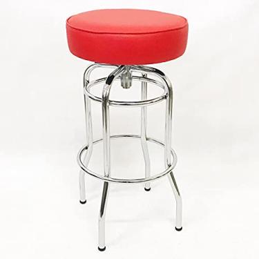 Imagem de Banqueta Bar Alta Giratória Cromada Assento Vermelho - Poltronas do Sul