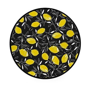 Imagem de Tapete infantil redondo para engatinhar tropical, amarelo, limão, preto, decoração de casa, tapete de banheiro, tapete antiderrapante, diâmetro macio, 92 cm