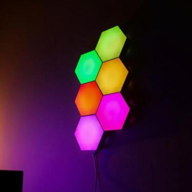 Imagem de Kit 6 Luminária Arandela Modular Hexa Led Colorida Rgb Touch Decorlase