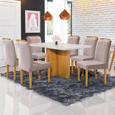 Imagem de Conjunto Sala De Jantar Napole 6 Cadeiras Safira Veludo Móveis Mundial