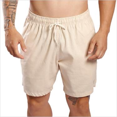 Imagem de Shorts Linho Premium Bermuda Masculina Moda Casual Luxo Slim-Masculino