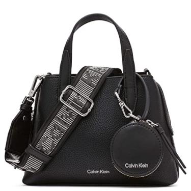 Imagem de Calvin Klein Bolsa transversal Millie 2 em 1 com compartimento triplo, Preto/prata, One Size
