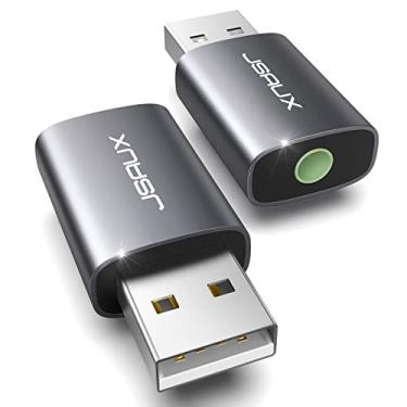 Imagem de JSAUX Pacote com 2 adaptadores de áudio USB para conector de 3,5 mm, adaptador auxiliar USB para áudio, placa de som estéreo externa TRRS fone de ouvido fêmea para PS4, PS5, fone de ouvido, Mac, Linux