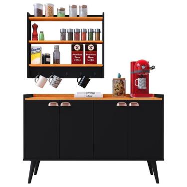 Imagem de Kit Casa Completa Aparador Buffet Cantinho Café Armário Parede Amélia Prateleira Organizadora Decoração Sala Jantar Cozinha - RPM Móveis