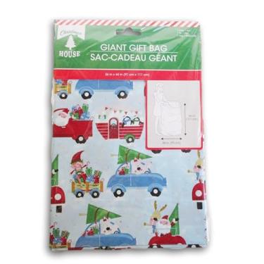 Imagem de Saco de gigante de Papai Noel com gravata e etiqueta de presente - 91 x 111 cm