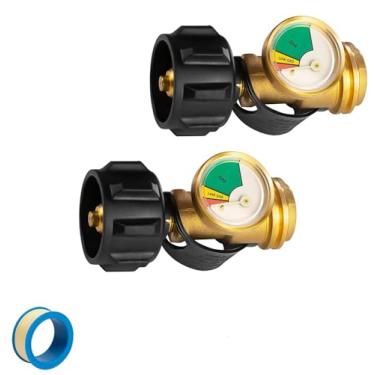 Imagem de Ninyoon Medidor de propano 2022 para tanque de 2,3 a 45 kg, indicador de nível universal QCC1 indicador de nível de tanque de propano Detector de vazamento Tipo -1 Conexão para churrasqueira a gás,