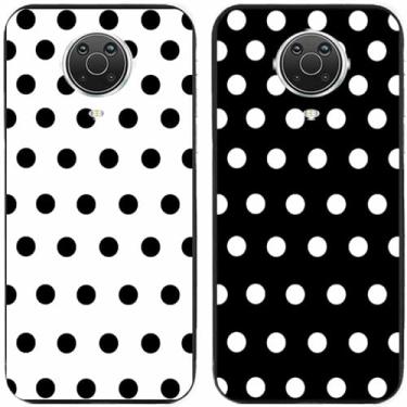 Imagem de 2 peças preto branco bolinhas impressas TPU gel silicone capa de telefone traseira para Nokia todas as séries (Nokia 6.3)