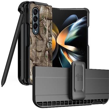 Imagem de Nakedcellphone Capa com clipe e slot S Pen para Galaxy Z Fold 4 5G, capa tática e coldre de quadril para cinto combo de suporte para celular Samsung Z Fold4 (SM-F936U, 2022) - árvore camuflada ao ar