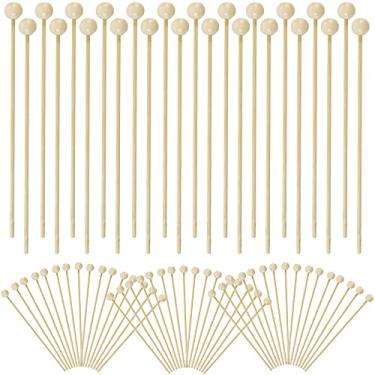 Imagem de YOOHUA 100PCS 6inch Rock Candy Sticks With Ball Wood Swizzle Sticks Wood Cake Sticks Drink Stirrer Sticks For Hard Rock Candy
