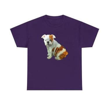 Imagem de Camiseta unissex de algodão pesado Bulldog 'Bugsy', Roxo, XXG